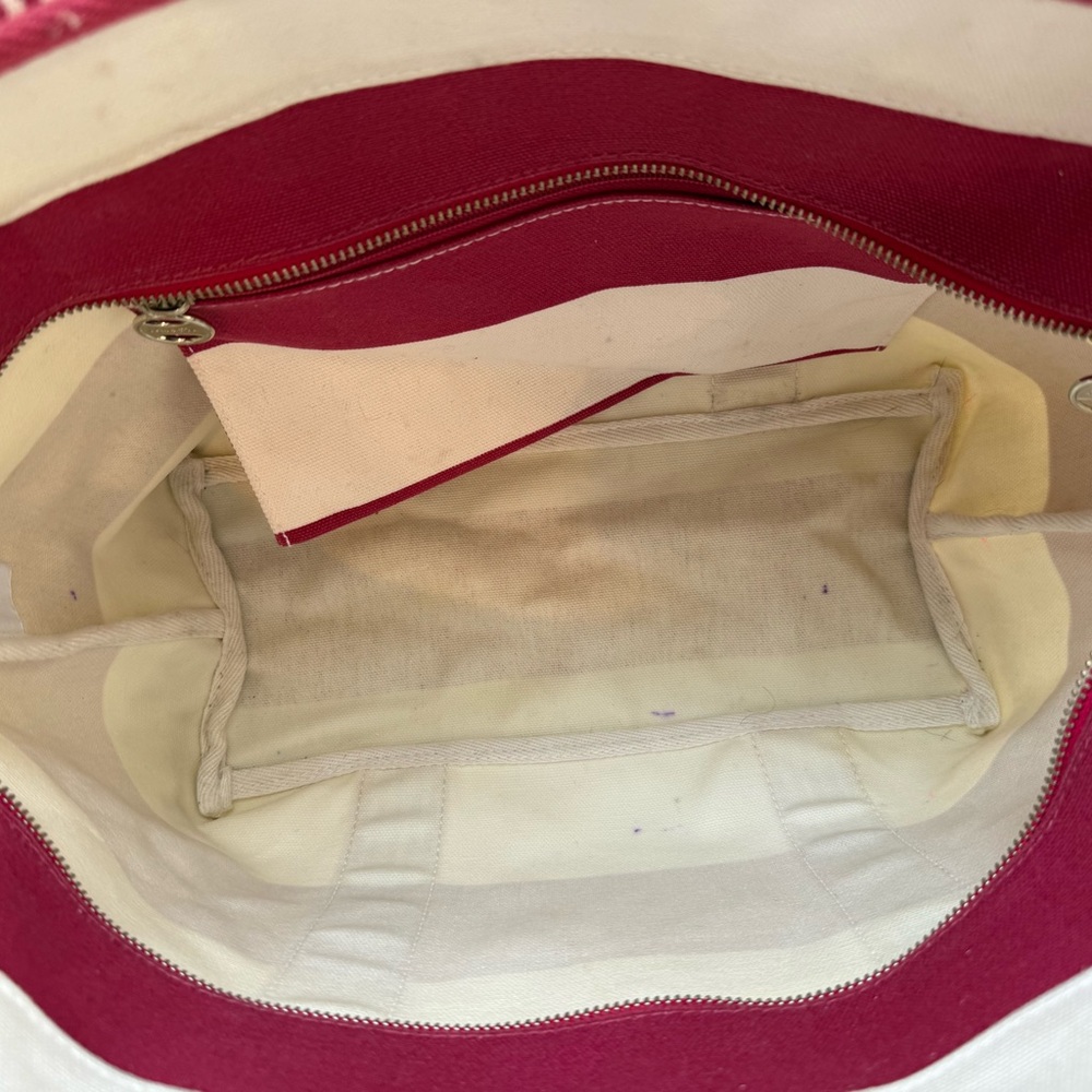 Lacoste Pink and White Striped Women's Tote Bag - Picture 12 of 12